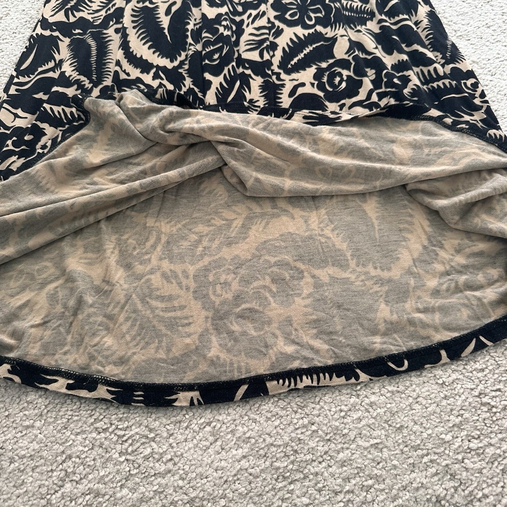 BODEN Crew Neck Jersey Knit Midi Dress Floral Abstract Garden Black Tan Size 8 P - Picture 14 of 16